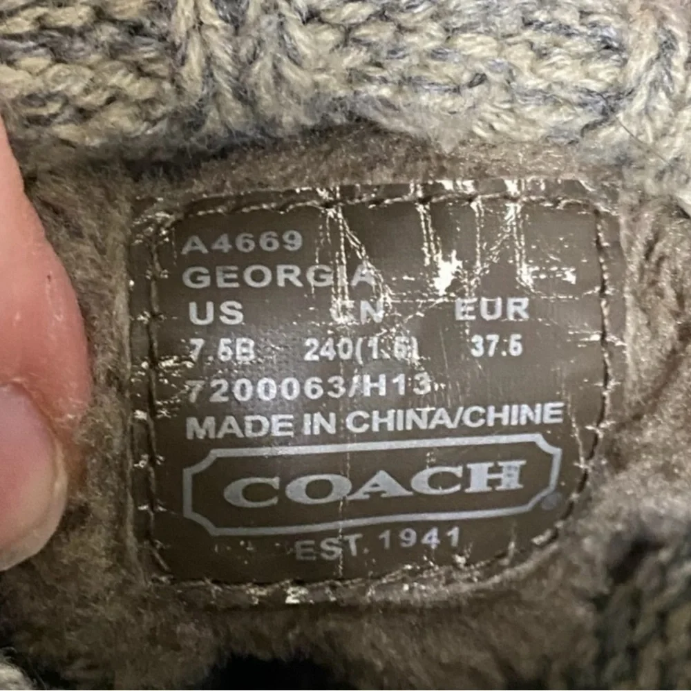 Coach Grey Suede Boots with Silver Logo & Built in Knit Liners - Picture 10 of 11